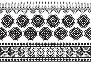 stam- traditionell tyg batik etnisk. ikat blommig sömlös mönster löv geometrisk upprepa design för tapet, omslag, mode, matta, Kläder. svart och vit vektor