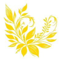 ai genererad hand dra av skön blommig prydnad guld löv. kontur blomma blad. blommig design element vektor