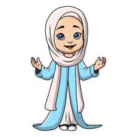 söt Lycklig muslim flicka tecknad serie vektor