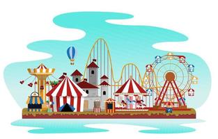 flüssige Vergnügungspark Kirmes Karneval flache Vektor-Illustration