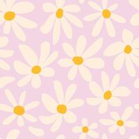 Rosa groovig nahtlos Muster mit verzerrt abstrakt Gänseblümchen Blumen. modisch Hintergrund im 00er, 90er, y2k Stil. eben Vektor Illustration