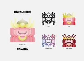 diwali ravana ikonuppsättning. ravana är en av ond karaktär i diwali-berättelsen vektor