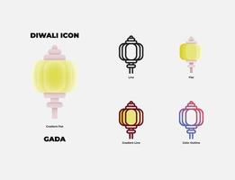 Diwali Gada-Icon-Set vektor