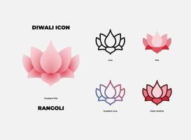 Diwali Rangoli Icon-Set vektor