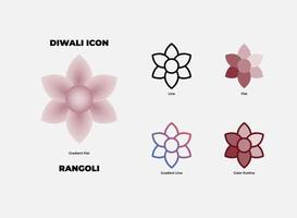 Diwali Rangoli Icon-Set vektor