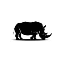 majestätisch Nashorn Logo Vorlage mit Silhouette Symbol von gefährdet afrikanisch Nashorn vektor