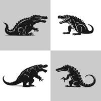 aggressiv alligator logotyp ikon uppsättning. premie vektor design illustration. krokodil logotyp uppsättning på vit bakgrund