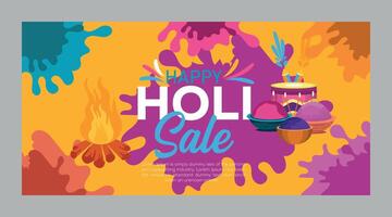 glücklich holi bunt Banner Vorlage indisch Hinduismus Festival Feier, Sozial Medien Poster Design und horizontal Banner Vorlage zum holi Festival Feier vektor