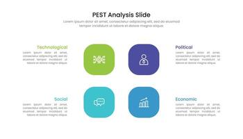 Pest Analyse rutschen Infografik Vorlage Design mit Symbole vektor