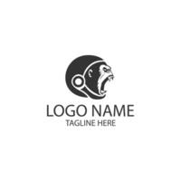 Gorilla Astronaut Helm Logo Design Vektor