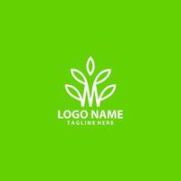 Brief m Pflanze Logo Design Vektor