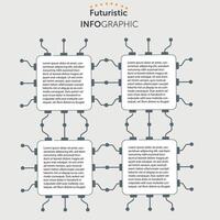 artificiell intelligens infografik. 4 alternativ diagram. maskin digital kunskap. djup inlärning kreativ mall. ai teknologi illustration. chip neuralt nätverk. vektor