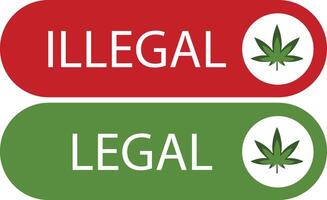 Rättslig och olaglig cannabis vektor ikon ogräs