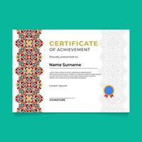 islamic geometrisk certifikat mall design vektor