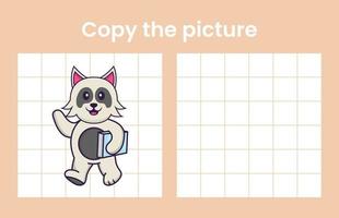 kopiera bilden av en söt hund. pedagogiskt spel för barn. tecknad vektorillustration vektor