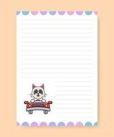 Planerseite und Aufgabenliste mit süßem Hund. Cartoon-Vektor-Illustration. vektor