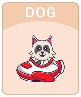 alfabetet flashcard med söt hund seriefigur. vektor