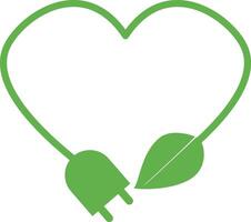 plugg blad ikon. grön förnybar plugg blad tecken. förnybar grön energi blad symbol. platt stil. vektor