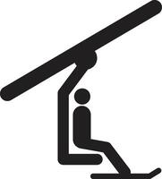 stol hiss för skidåkare ikon. åka skidor hiss tecken. åka skidor hiss med man symbol. platt stil. vektor
