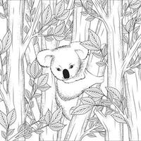koala Björn färg sida. djur tecknad serie. färg sida översikt av tecknad serie. vektor illustration, färg bok för ungar. djur färg sida. barn bakgrund