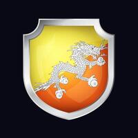 Bhutan Silber Schild Flagge Symbol vektor