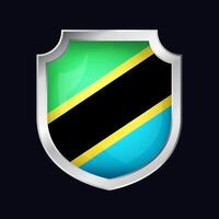 Tansania Silber Schild Flagge Symbol vektor