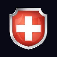 Schweiz Silber Schild Flagge Symbol vektor