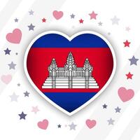 kreativ cambodia flagga hjärta ikon vektor