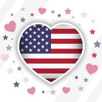 kreativ USA flagga hjärta ikon vektor