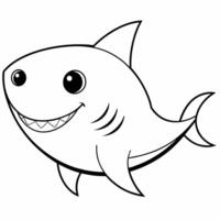 Färbung Buch Seite von ein schwarz und Weiß Linie Kunst Illustration von ein Karikatur Hai. vektor