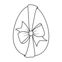 ein Ostern Ei gebunden mit ein Schleife. konturiert Ostern Zeichnen.Malen Eier vektor