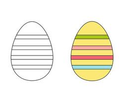 ein einstellen von zwei Ostern Eier. farbig schwarz und Weiß Ostern Eier. Färbung Buch. Kontur Zeichnung vektor