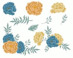 Jahrgang Blau und Orange Rose Blume vektor