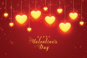 glühend Valentinsgrüße Tag Herzen auf rot Hintergrund vektor