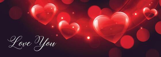 skinande hjärtan bokeh baner för valentines dag vektor