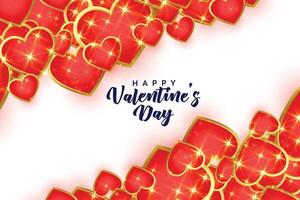 glänzend rot und golden Herzen Valentinsgrüße Tag Hintergrund vektor