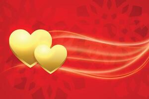 gyllene hjärtan på röd backgorund för valentines dag vektor
