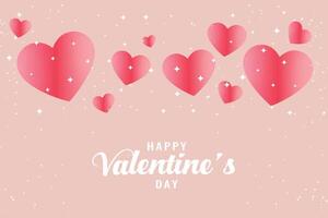 skön rosa hjärtan valentines dag hälsning bakgrund vektor