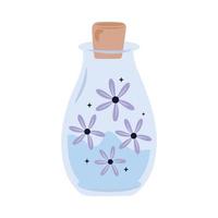 Zaubertrank-Flasche mit Blumen-esoterisches Symbol vektor