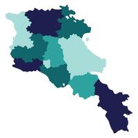 armenia Karta. Karta av armenia i administrativ provinser i Flerfärgad vektor