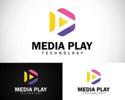 media spela logotyp design begrepp kreativ sexhörning teknologi vektor