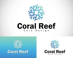 korall rev logotyp kreativ design begrepp cirkel emblem hav vektor