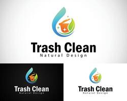 Müll reinigt Logo kreativ Design Konzept organisch Wasser fallen vektor