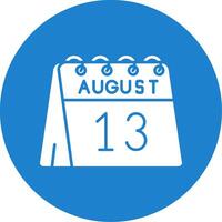 13: e av augusti glyf cirkel Flerfärgad ikon vektor