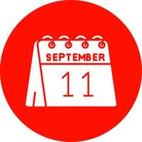 11 .. von September Glyphe Kreis Mehrfarbig Symbol vektor