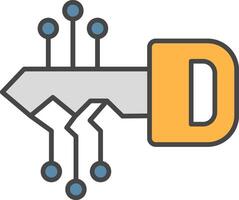 nyckel linje fylld ljus ikon vektor