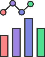 data analys linje fylld ljus ikon vektor