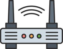 W-lan Router Linie gefüllt Licht Symbol vektor