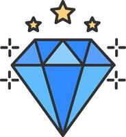 diamant linje fylld ljus ikon vektor