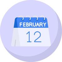 12th av februari glyf platt bubbla ikon vektor